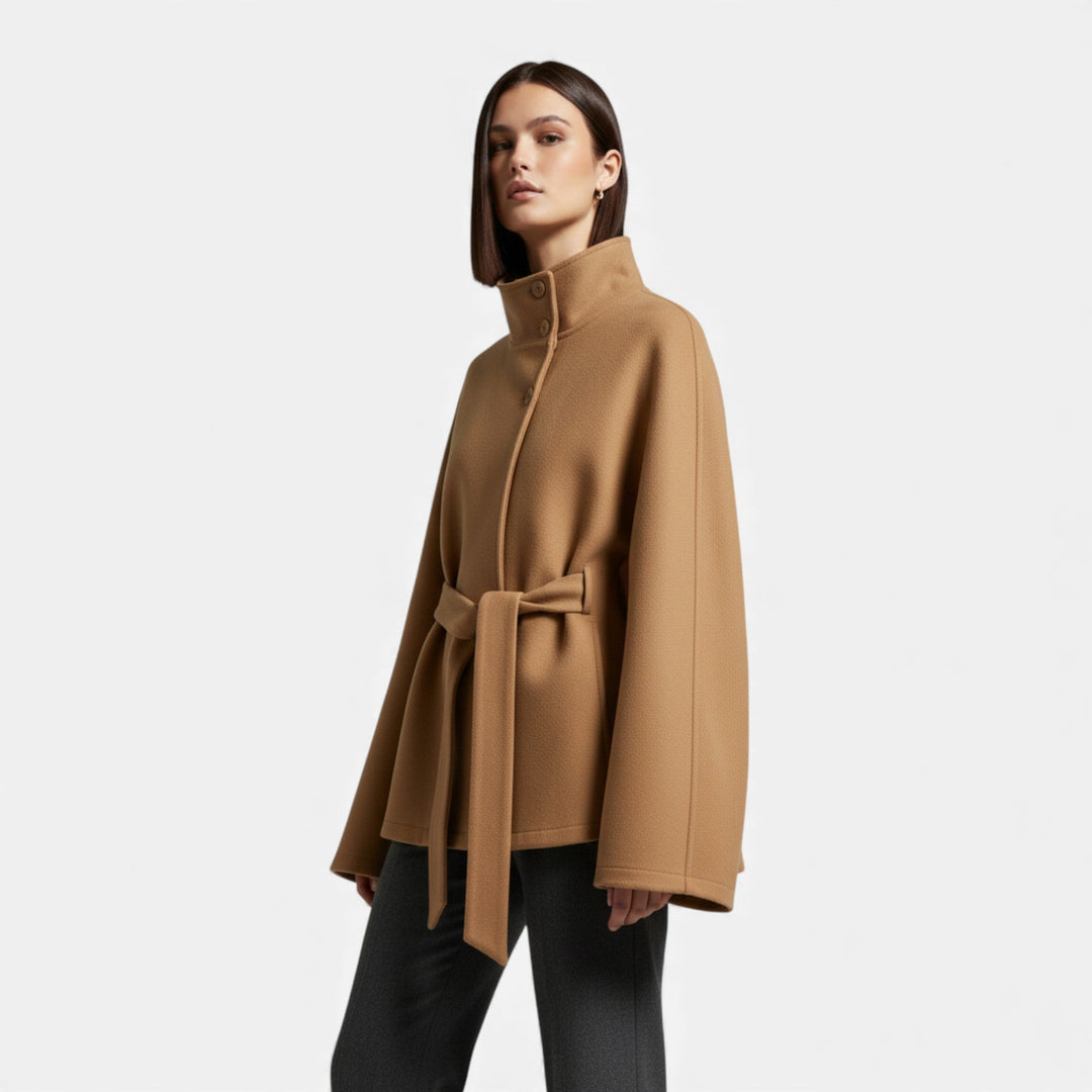 Women’s Classic Sophisticated Belted Flowing Cape Coat