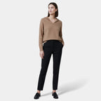 Sudadera con capucha de lana suelta para mujer con cuello en V y tejido de punto