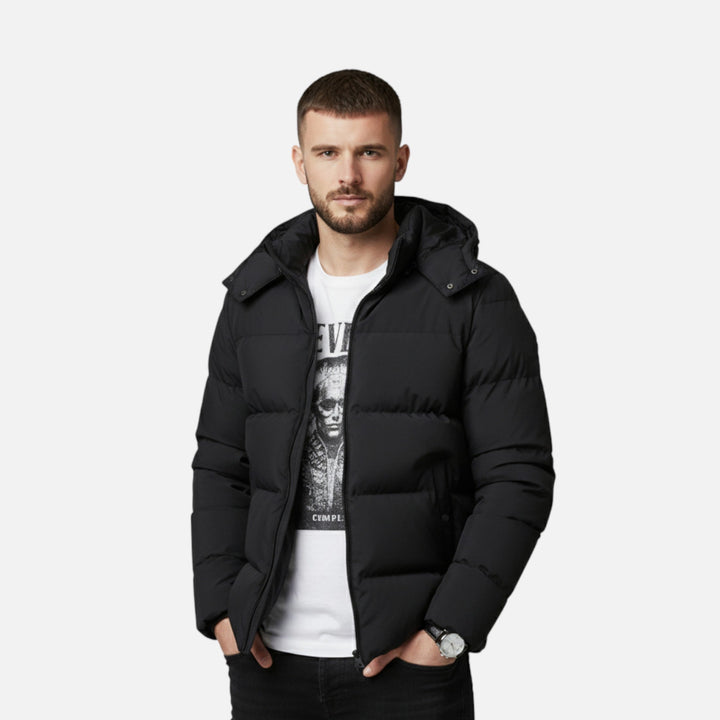 Men’s Timeless Layered Hooded Puffer Jacket for Winter