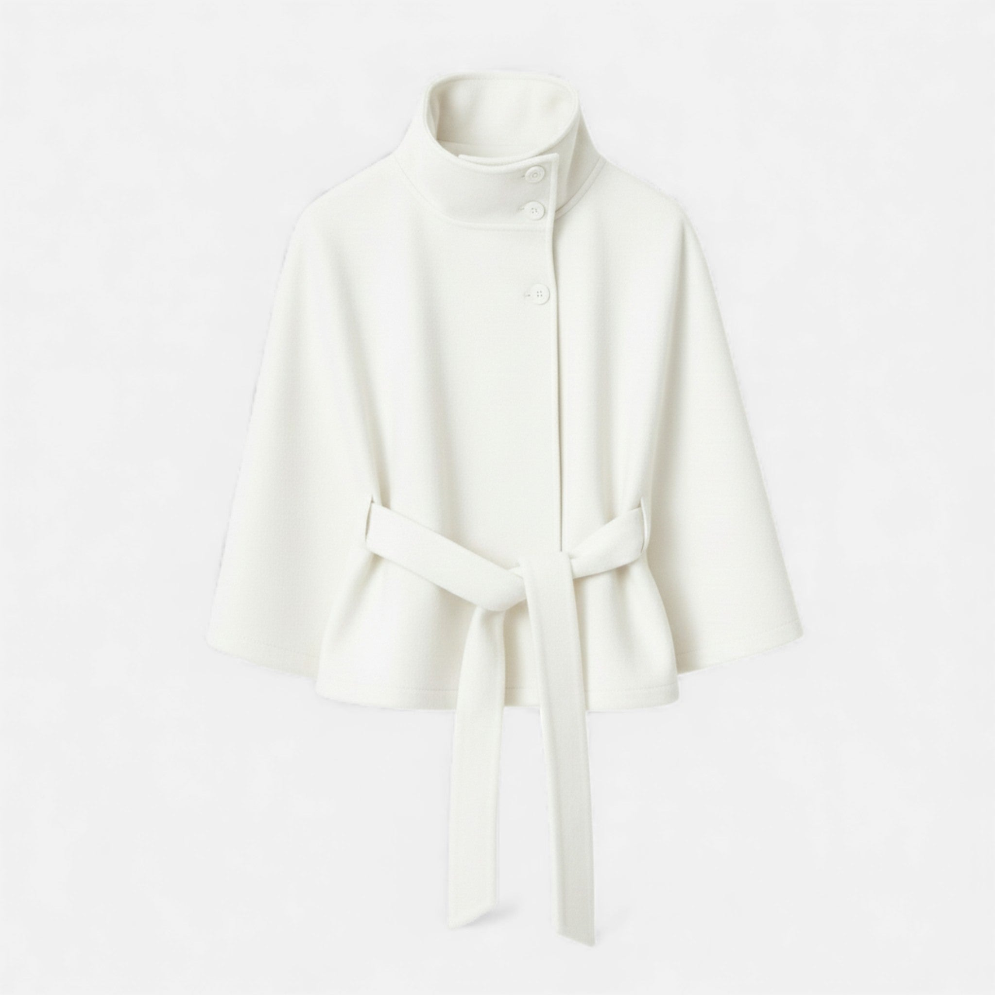 Women Short Belted Cape Coat
