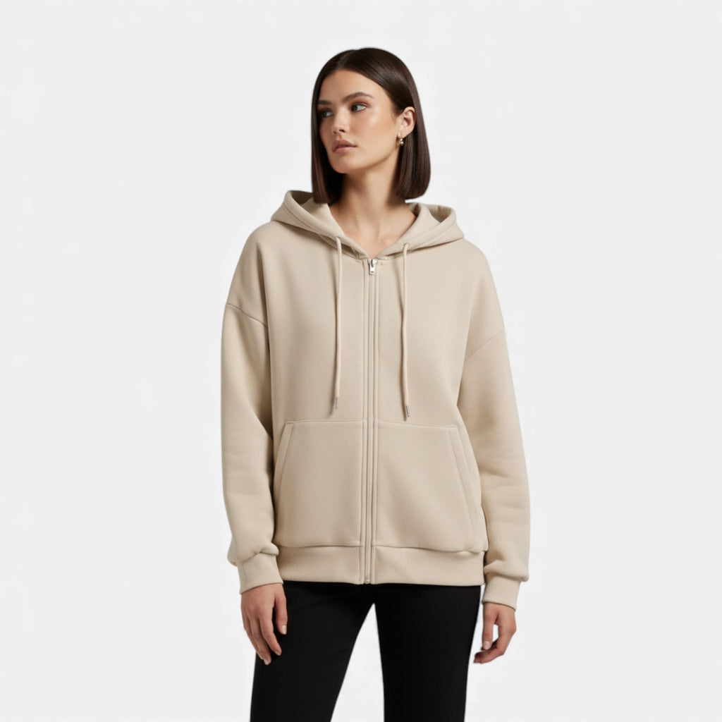 Sudadera con capucha de punto con cremallera para mujer para otoño/invierno