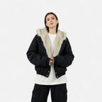 Cappotto invernale con cappuccio da donna – Colletto in pelliccia stile vintage