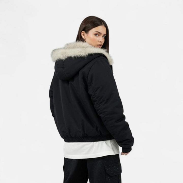 Cappotto Invernale con Cappuccio Heritage Contemporaneo da Donna con Colletto in Pelliccia Lussuoso