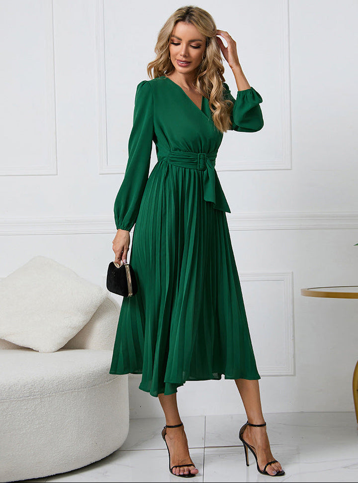 Vestido midi elegante de manga larga