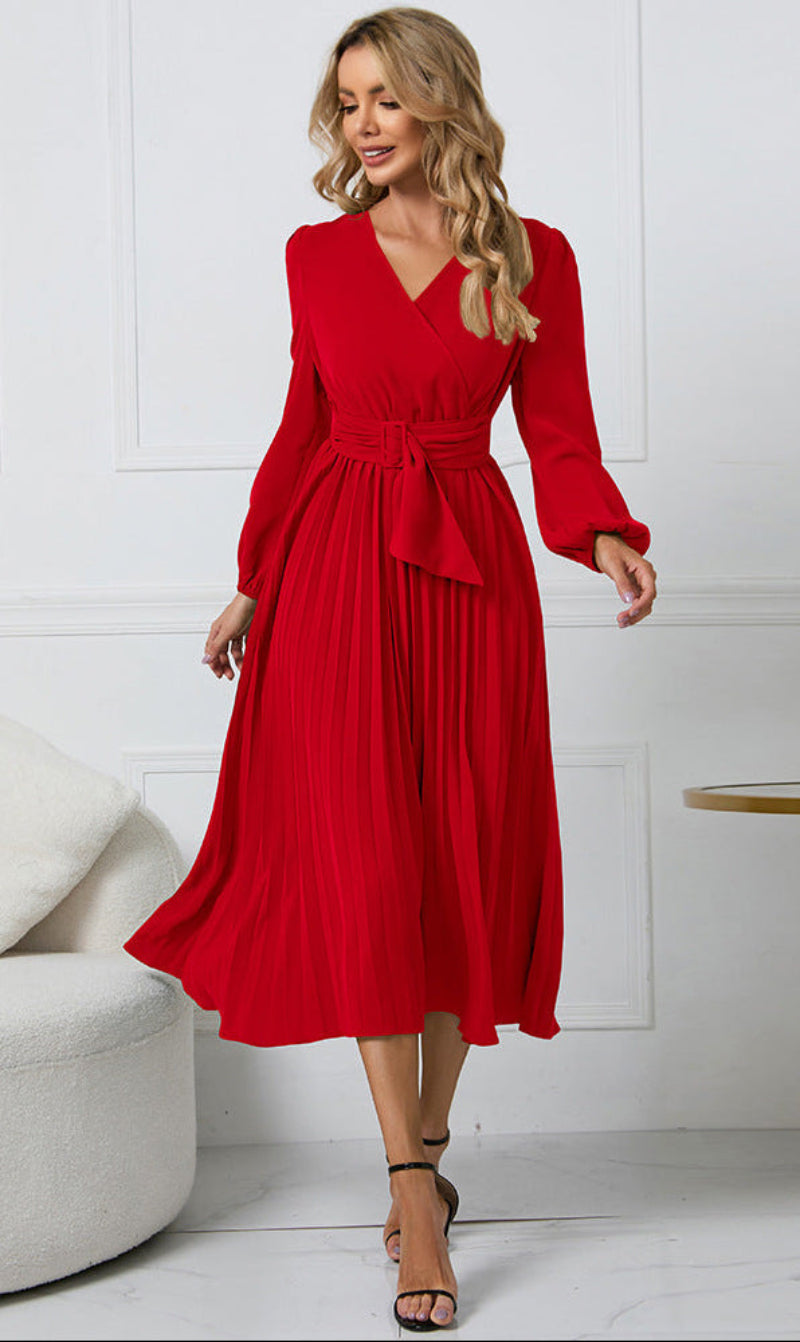 Vestido midi elegante de manga larga