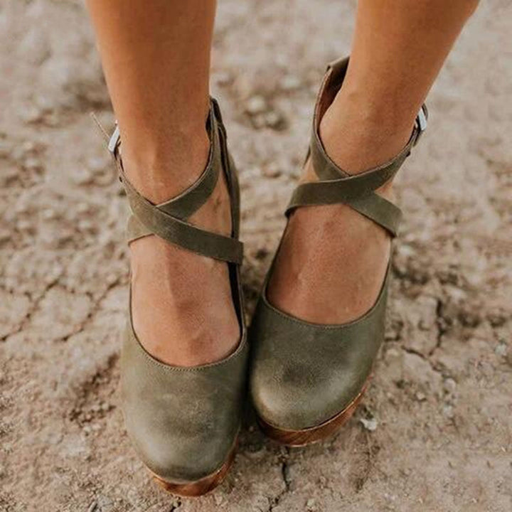 Closed Toe Wedge Strap Sandals