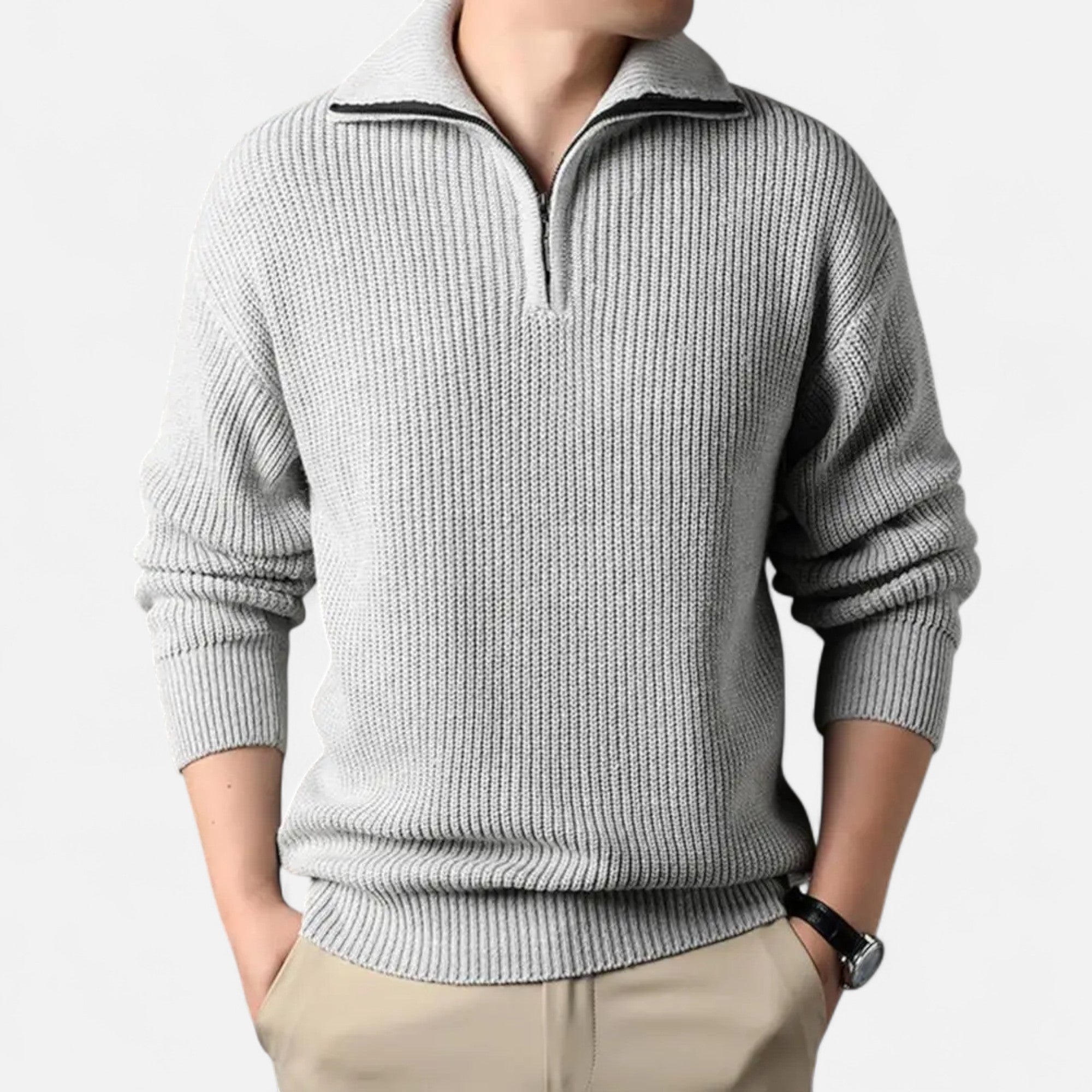 Men's Wool-Blend Half-Zip Sweater