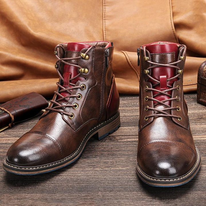 Rugged Outdoor Lace-up Zipper Ankle Men's Boots