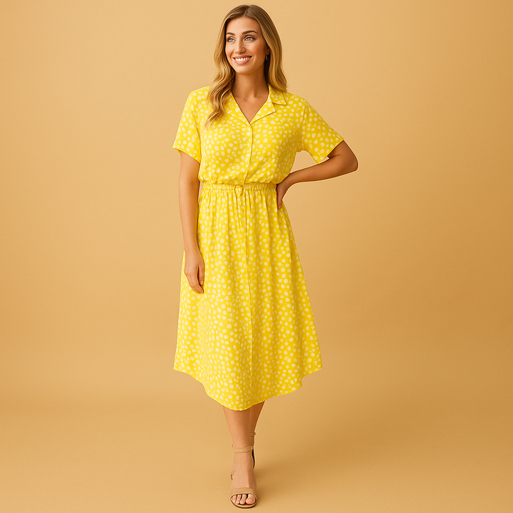 Women’s Versatile Breezy Midi A-Line Summer Dresses with V-Neckline