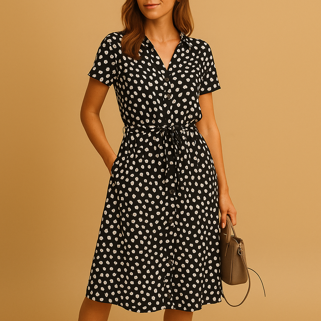 Women’s Versatile Breezy Midi A-Line Summer Dresses with V-Neckline