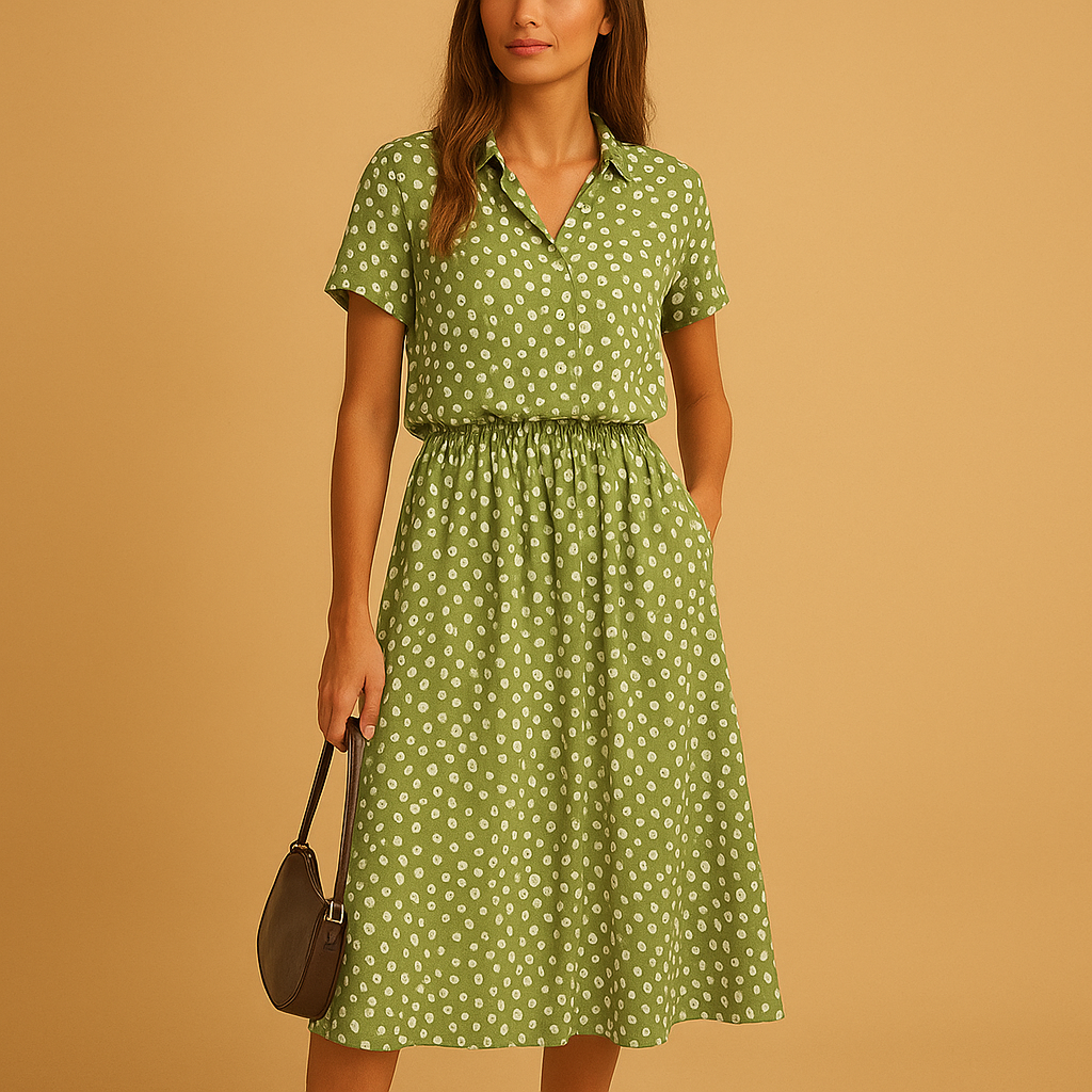 Women’s Versatile Breezy Midi A-Line Summer Dresses with V-Neckline