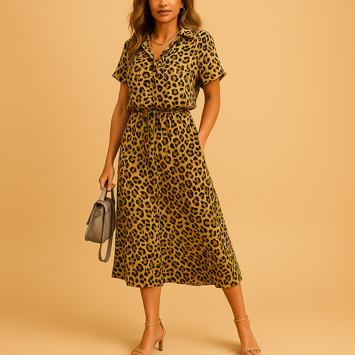 Women’s Versatile Breezy Midi A-Line Summer Dresses with V-Neckline