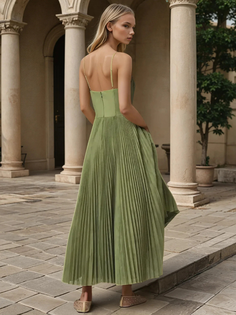 Vestido largo plisado esculpido