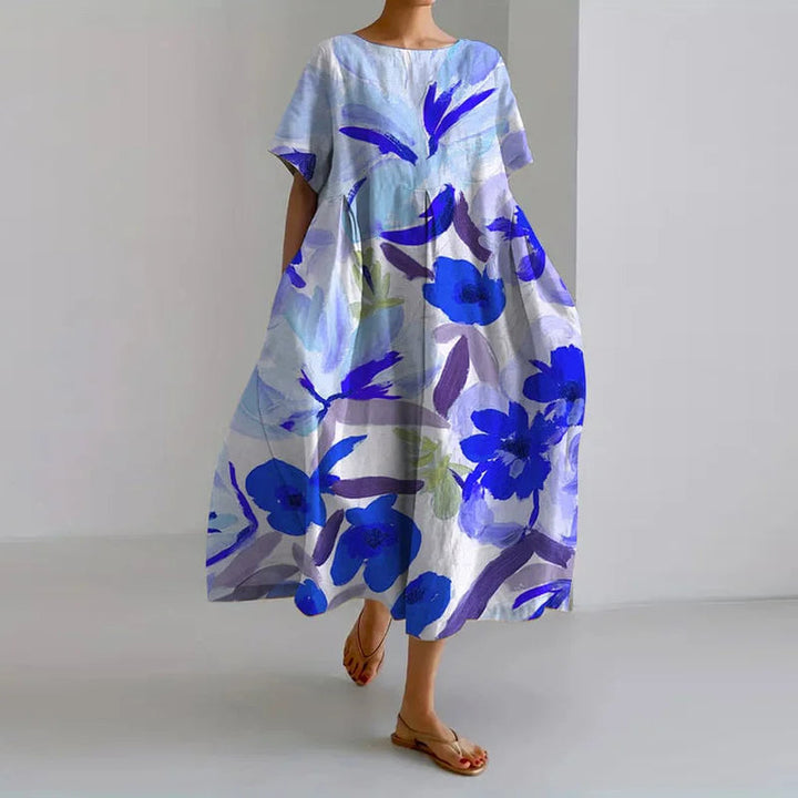 Women's Flowy Airy Watercolor Floral Summer Dress