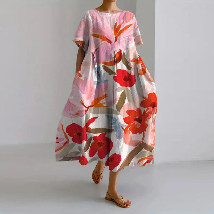 Women's Flowy Airy Watercolor Floral Summer Dress