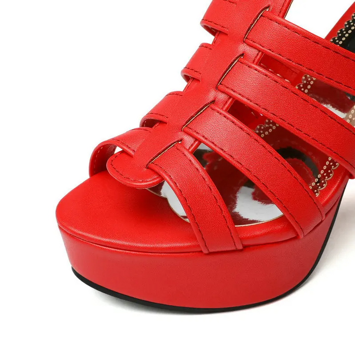 Sandalias de plataforma de cuero para pies anchos