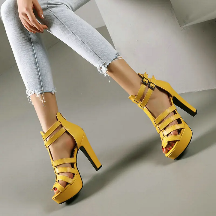 Sandalias de plataforma de cuero para pies anchos