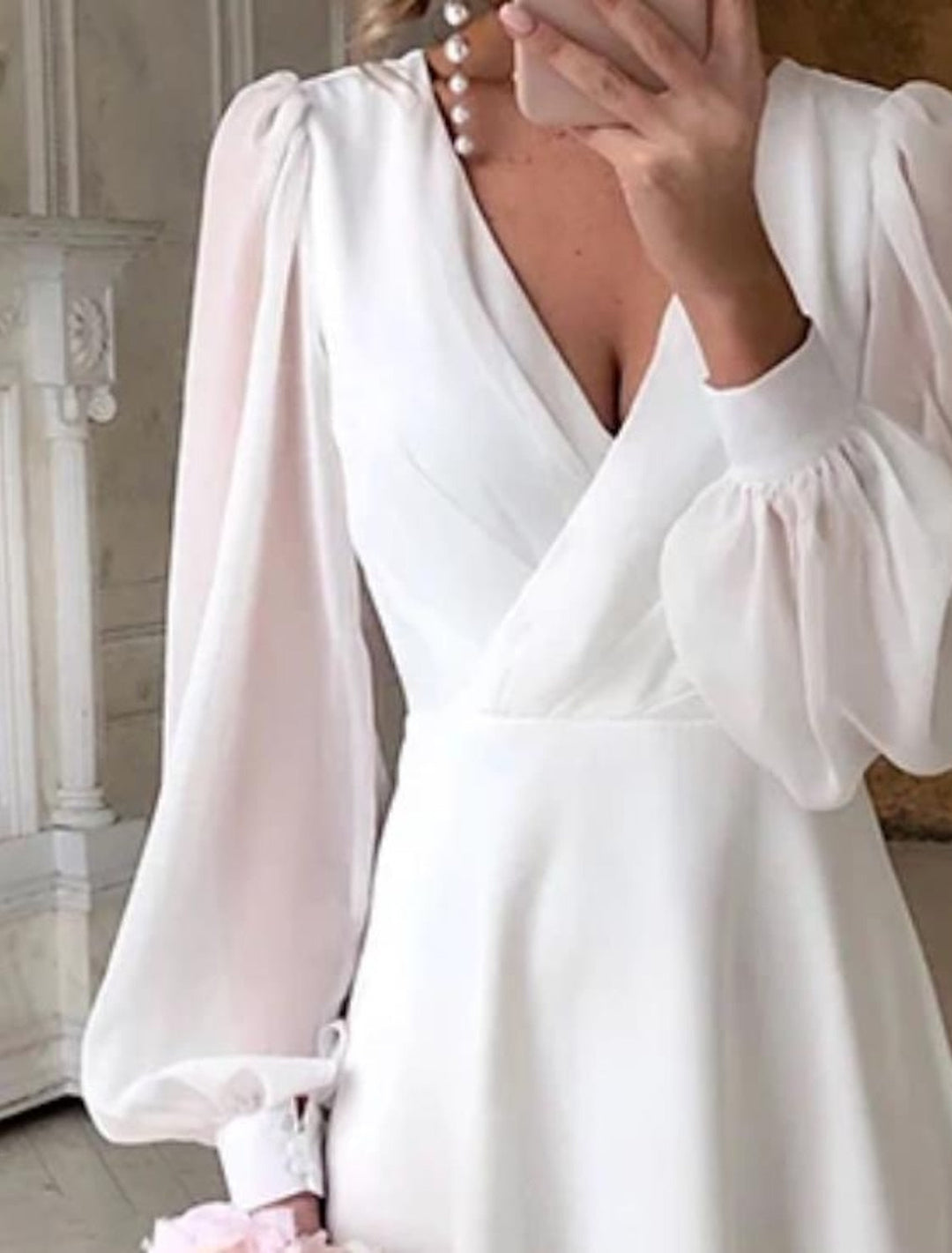 Women's Formal Airy Stylish Long Sleeve Wrap-style Cocktail Dress