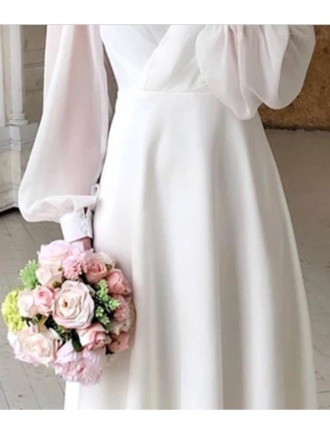 Women's Formal Airy Stylish Long Sleeve Wrap-style Cocktail Dress