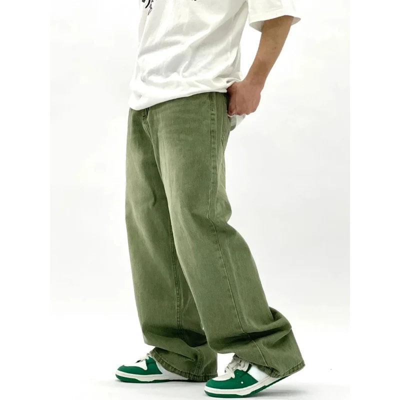 Luźne, streetwearowe, casualowe jeansy z szerokimi nogawkami dla mężczyzn