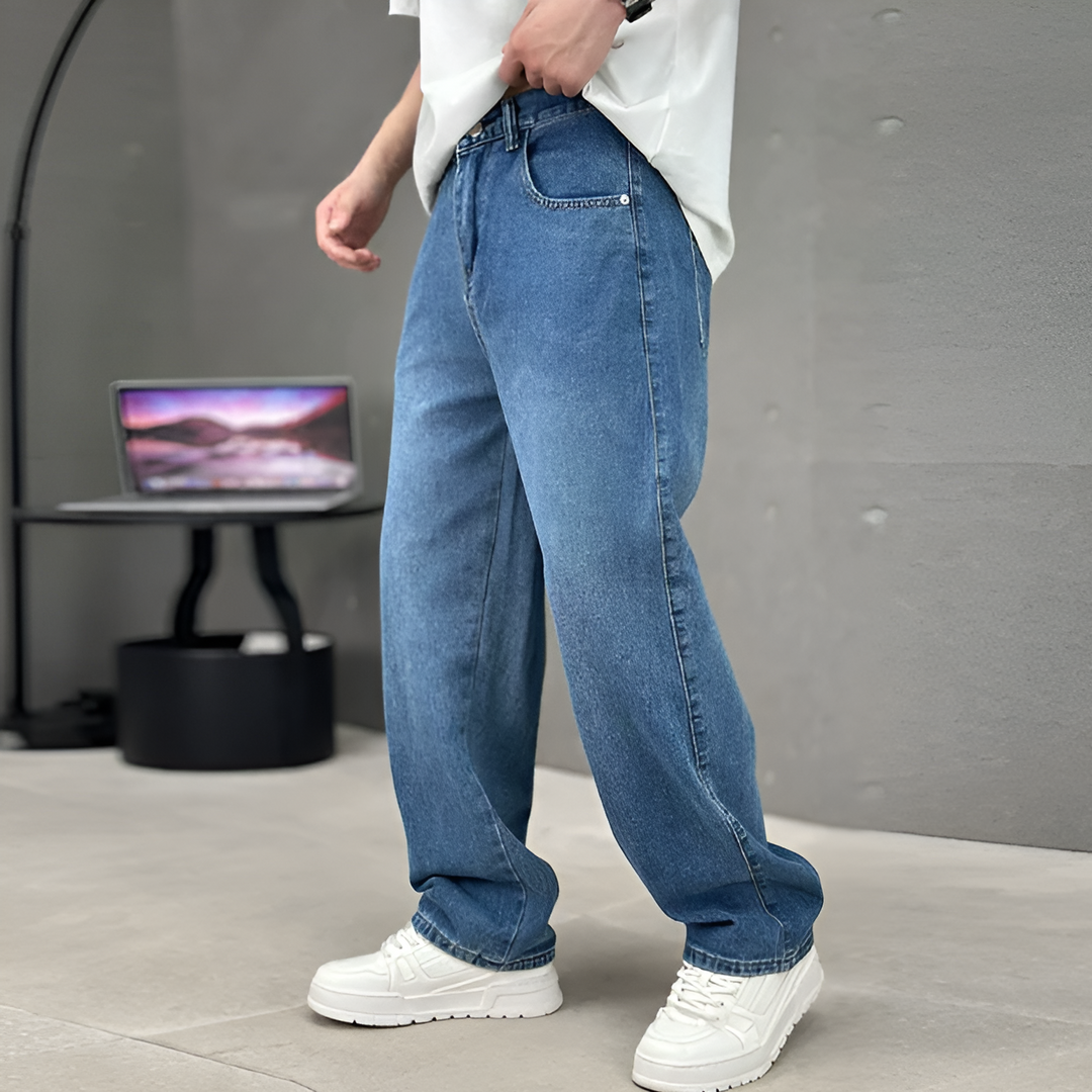 Jeans modernos y versátiles para hombre con bolsillos y pierna recta