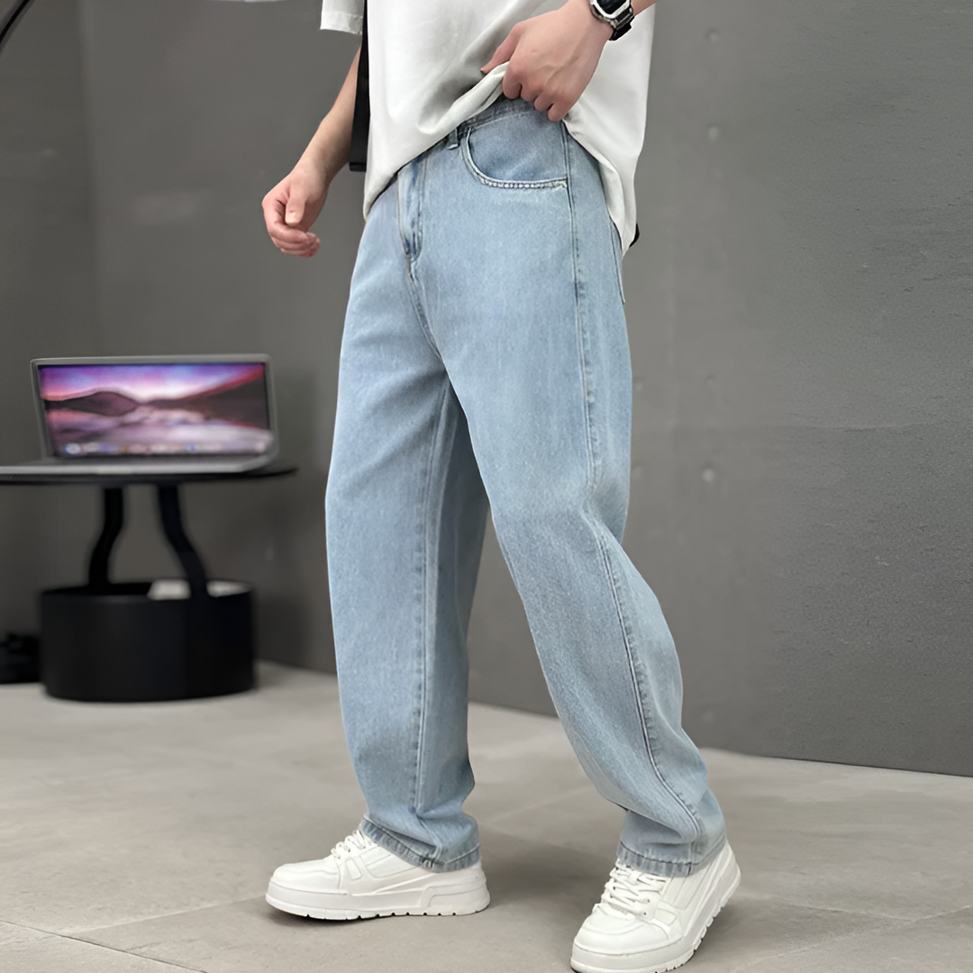 Jeans modernos y versátiles para hombre con bolsillos y pierna recta