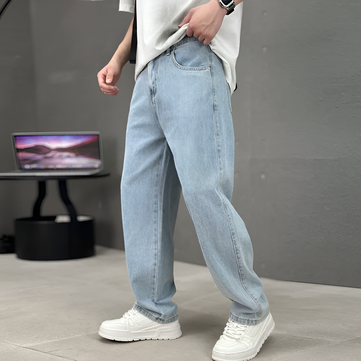 Jeans modernos y versátiles para hombre con bolsillos y pierna recta