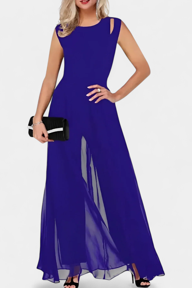 Nadia | Open-Shoulder Fluid Chiffon Jumpsuit