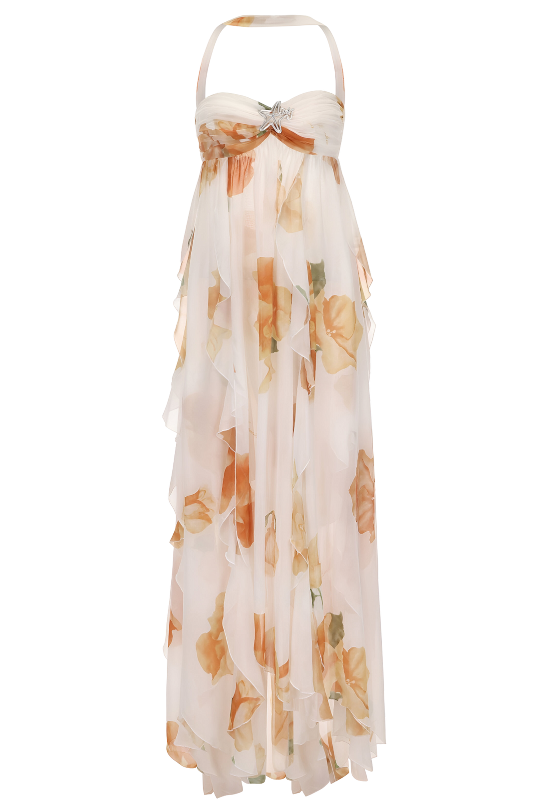 Vestido largo elegante con cuello halter