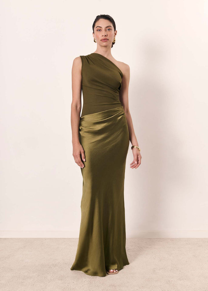Abito da sera da festa nuziale alla moda monospalla chic da donna