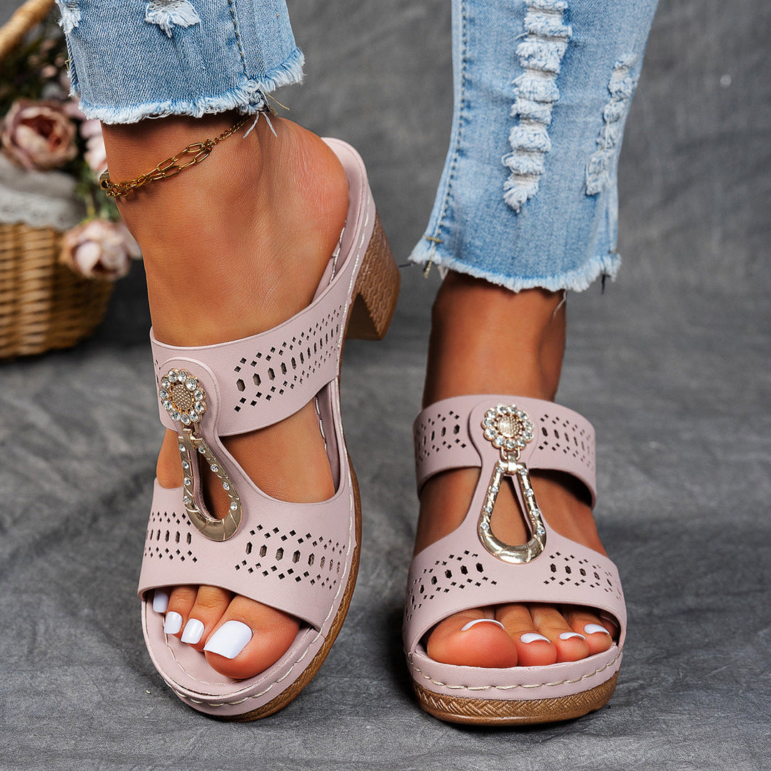 Orthopedic Rhinestone Flat Sandals