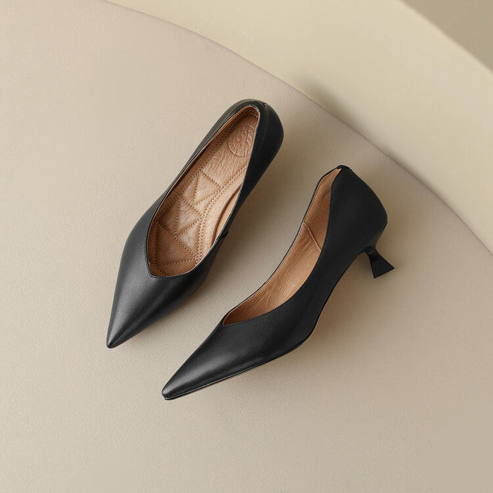 Pointed Toe Slip-On Kitten Heels