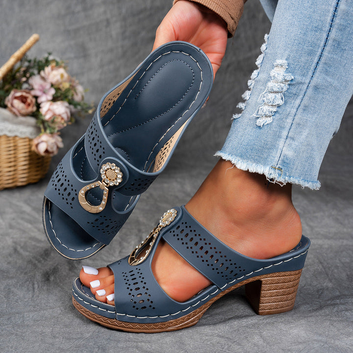 Orthopedic Rhinestone Flat Sandals