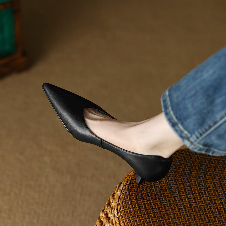 Pointed Toe Slip-On Kitten Heels
