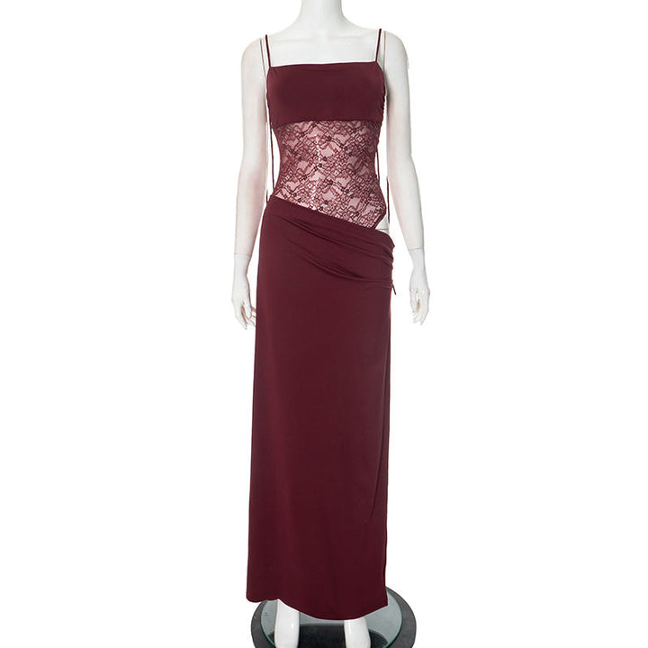 Vestido largo maxi con detalles de encaje
