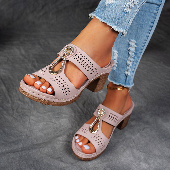 Orthopedic Rhinestone Flat Sandals