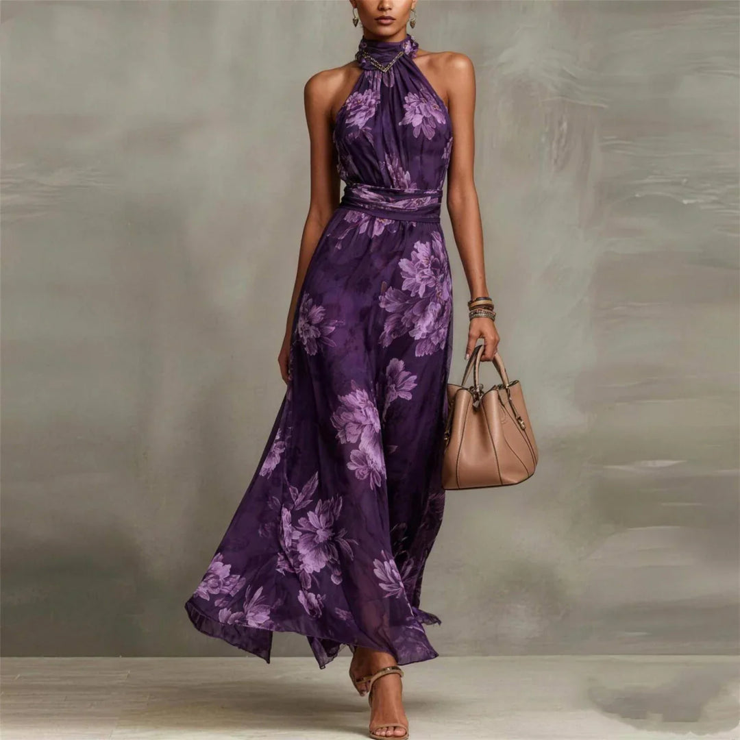 Vestido largo de gasa floral