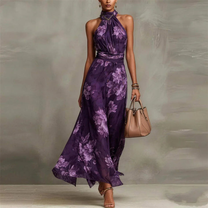 Vestido largo de gasa floral