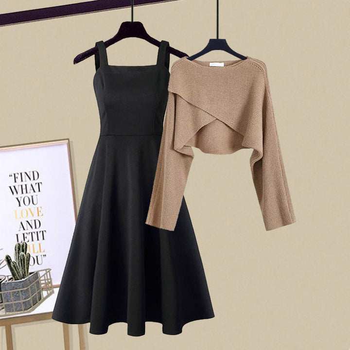 Conjunto de vestido de capas tejido