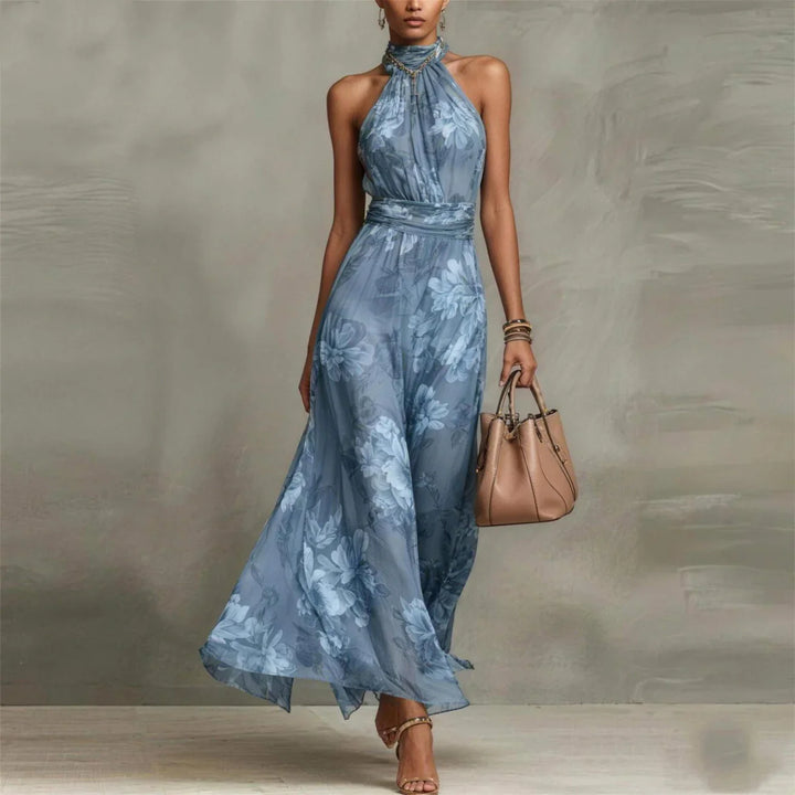 Vestido largo de gasa floral
