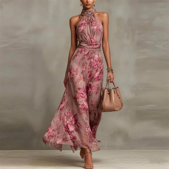 Vestido largo de gasa floral