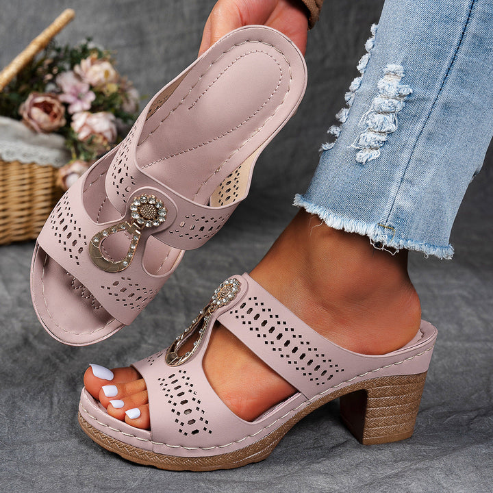Orthopedic Rhinestone Flat Sandals