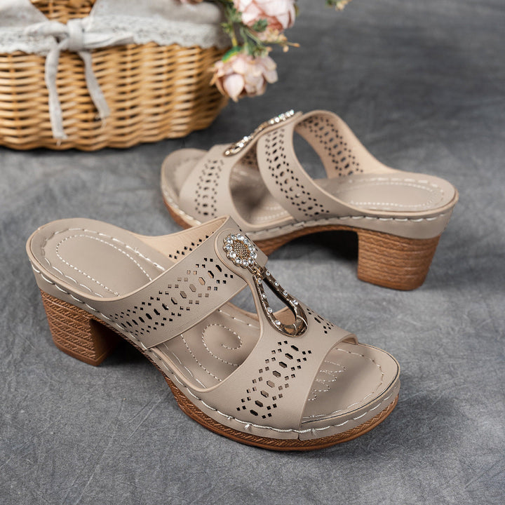 Orthopedic Rhinestone Flat Sandals