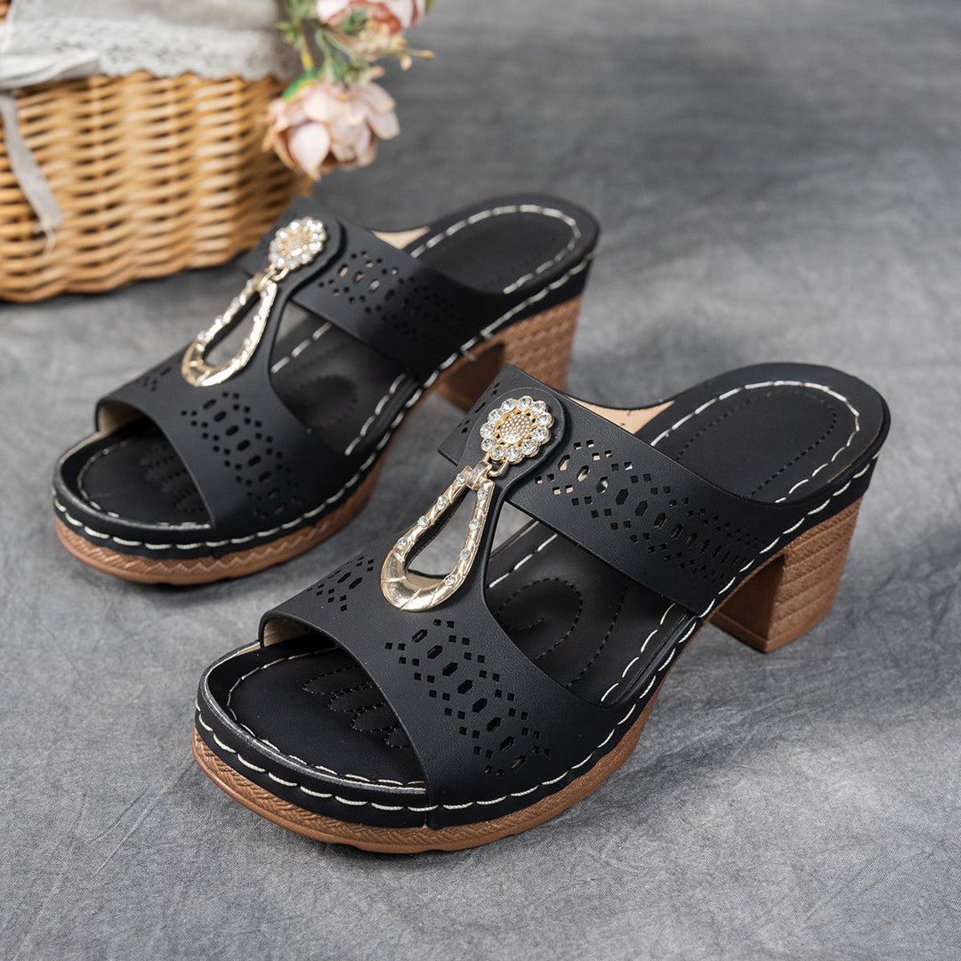 Orthopedic Rhinestone Flat Sandals