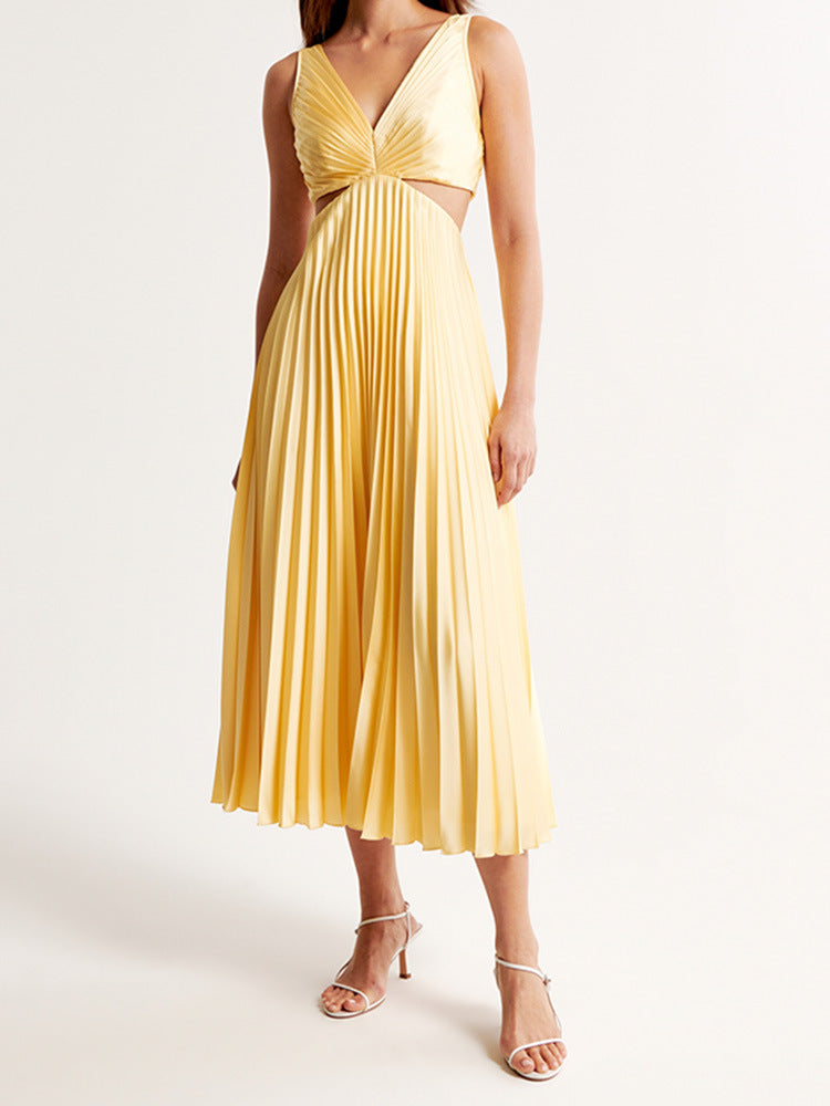 Vestido largo de noche con escote en V elegante