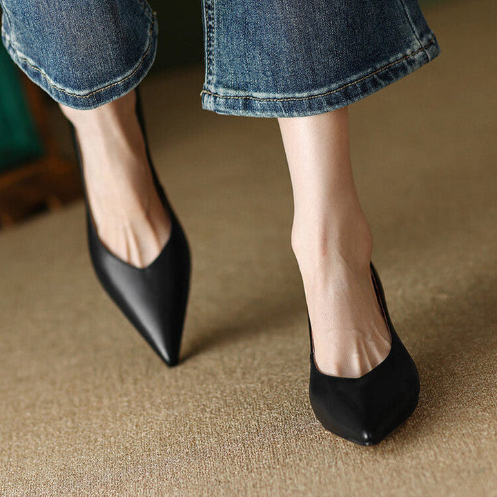 Pointed Toe Slip-On Kitten Heels