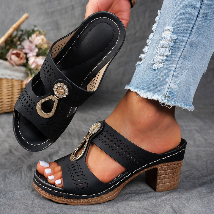 Orthopedic Rhinestone Flat Sandals