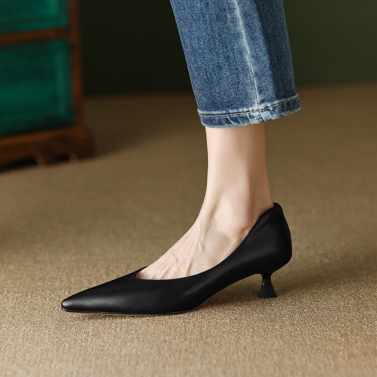 Pointed Toe Slip-On Kitten Heels