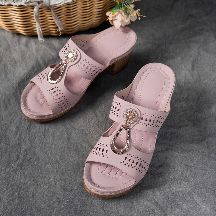 Orthopedic Rhinestone Flat Sandals