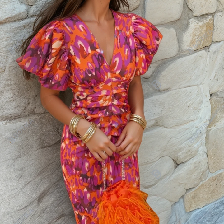 Vestido maxi estampado para invitadas de boda